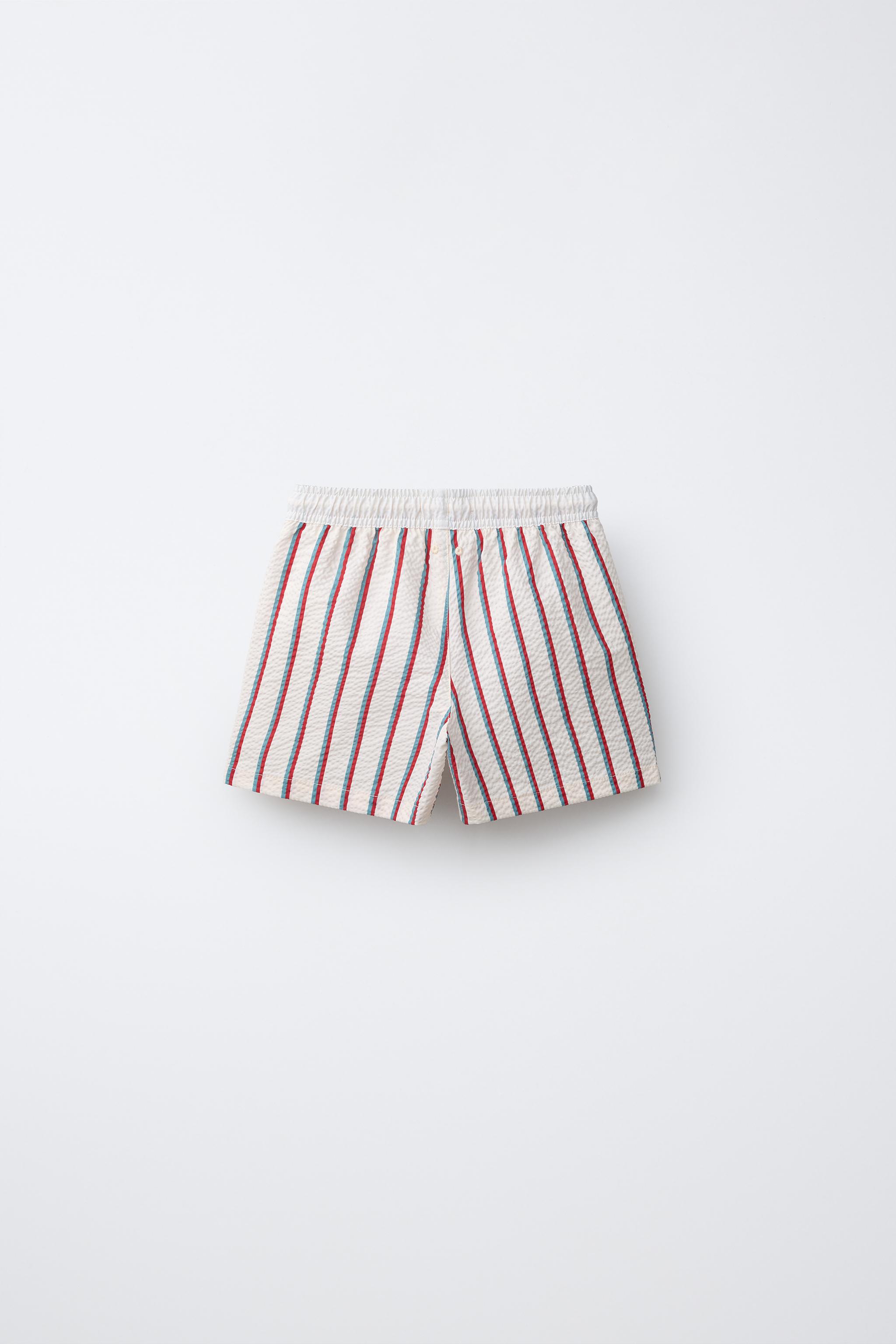6-14 YEARS/ TEXTURED STRIPE SWIM SHORTS